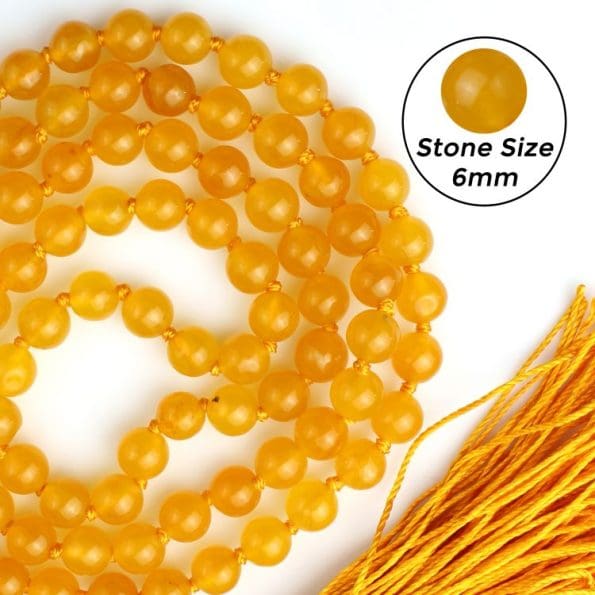 Yellow Jade Japa Mala With Certificate 6mm Beads Mala