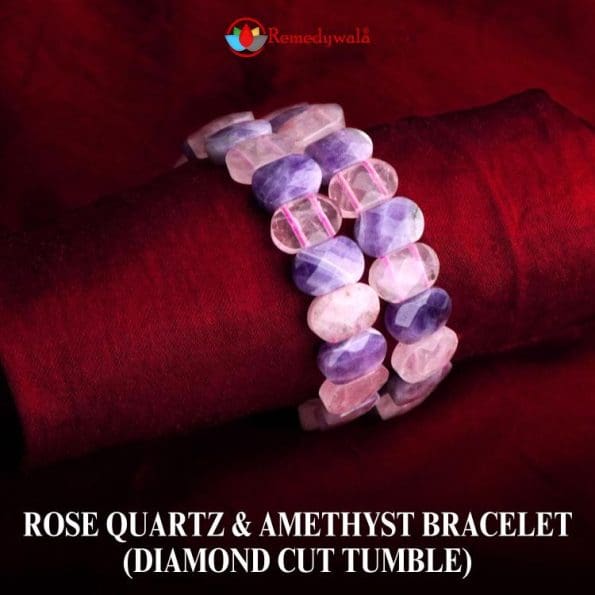 Rose Quartz Amethyst Bracelet (Diamond Cut Tumble) – Remedywala