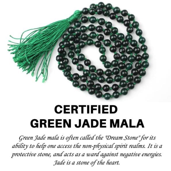 Green Jade Mala With Certificate 6mm Beads Jap Mala - Remedywala