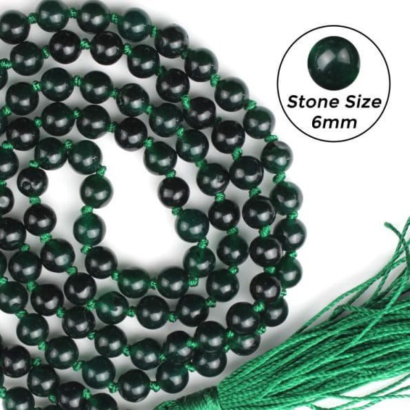 Green Jade Mala With Certificate 6mm Beads Jap Mala - Remedywala