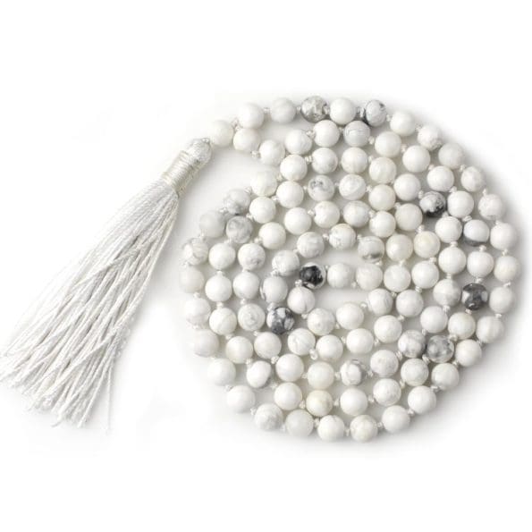 White Howlite Mala With Certificate 6mm Beads Japa Mala