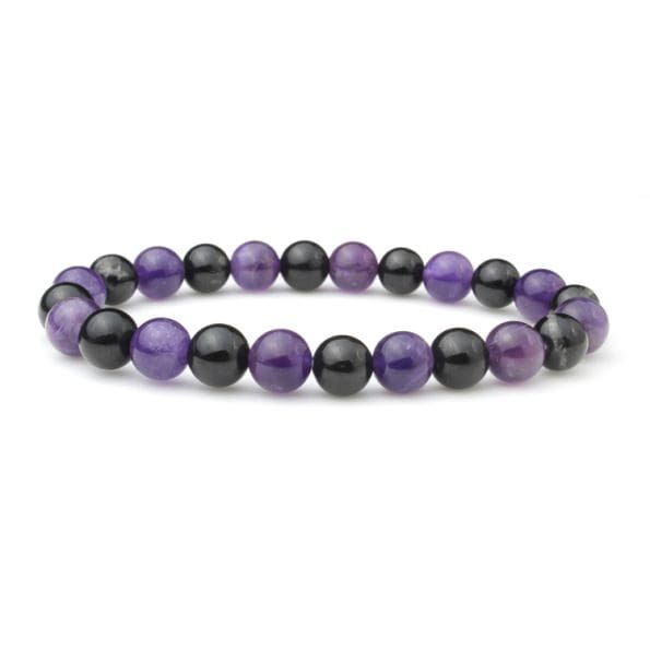 Black Tourmaline and Amethyst Combination Bracelet- Remedywala - Remedywala