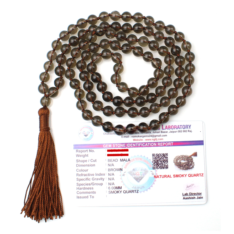 Faceted Smocky Quartz Hand Knotted 108 Beads Jap Mala