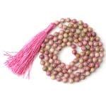 Rhodochrosite Crystal Mala With Certificate – Remedywala