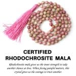 Rhodochrosite Crystal Mala With Certificate – Remedywala