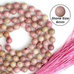 Rhodochrosite Crystal Mala With Certificate – Remedywala