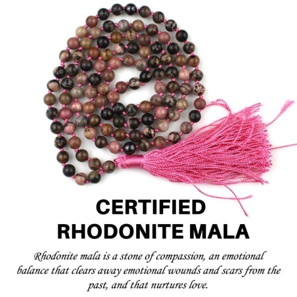 Rhodonite Mala With Certificate 6mm Beads Japa Mala