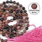 Rhodonite Crystal Mala With Certificate – Remedywala