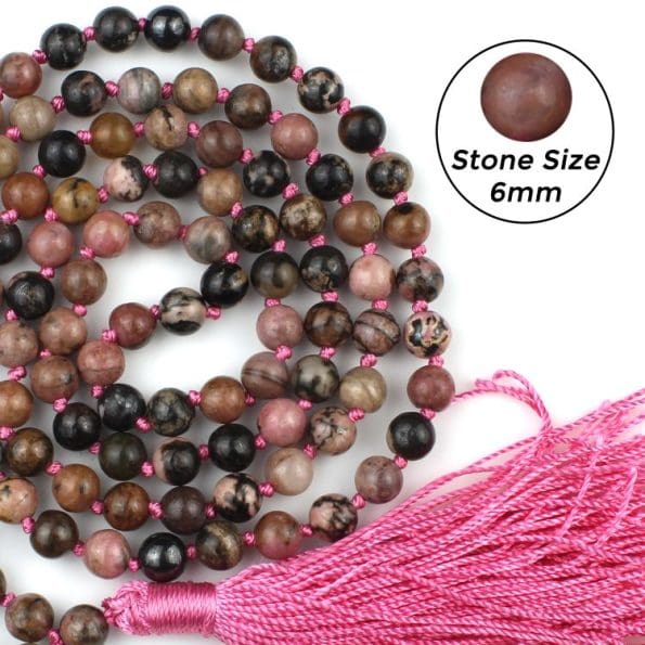 Rhodonite Mala With Certificate 6mm Beads Japa Mala