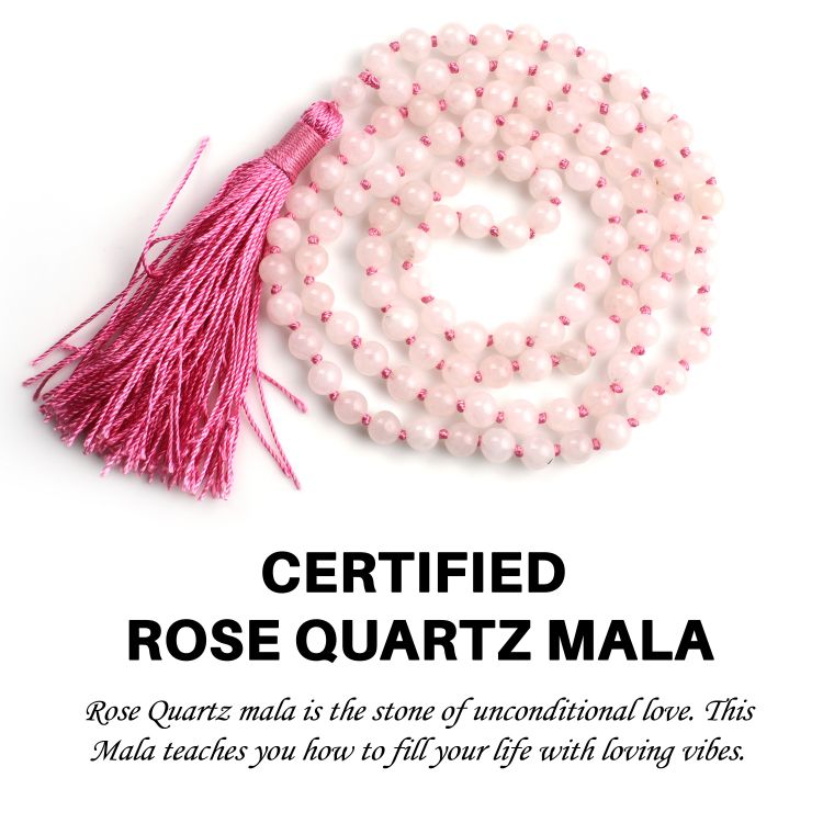 Rose Quartz and White Agate Full Mala – Japa Mala Beads