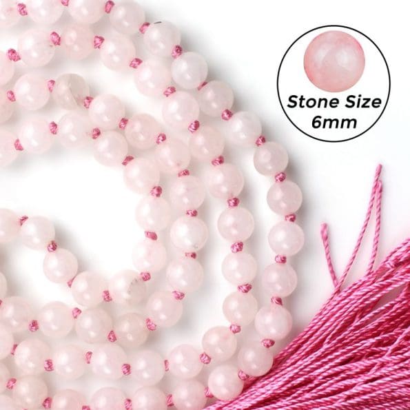 Rose Quartz Mala With Certificate 6mm Beads Japa Mala