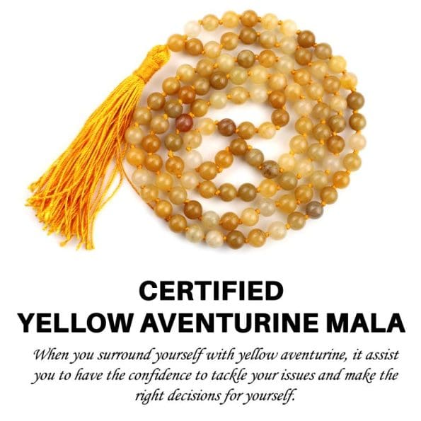 Yellow Aventurine Crystal Mala With Certificate - Remedywala