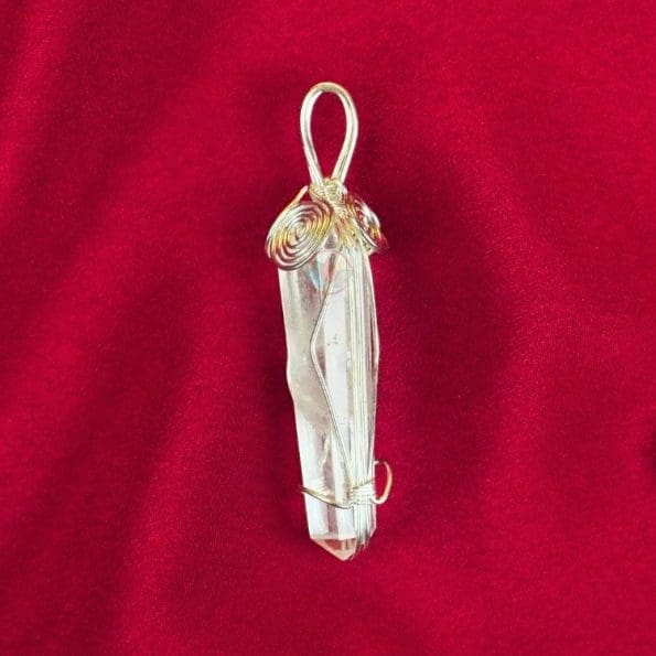 Clear Quartz Wire Wrapped Pencil Pendant