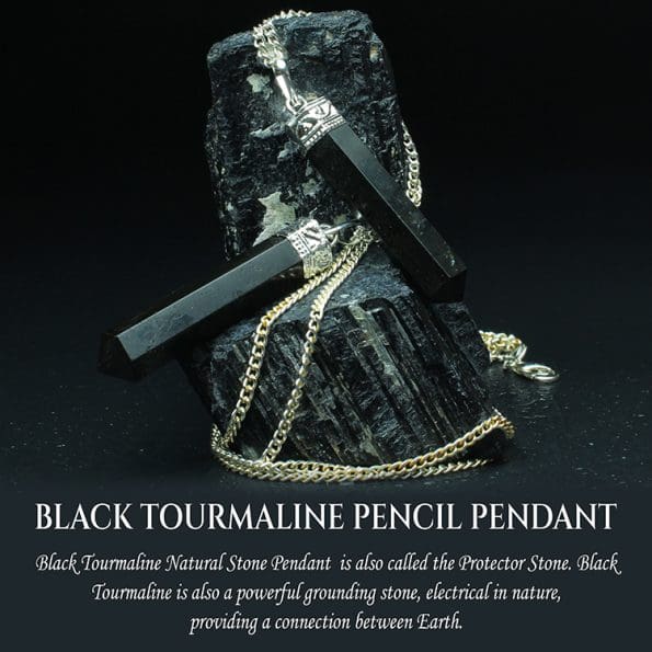 Black Tourmaline Pencil Pendant