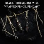 Black Tourmaline Wire Wrapped Pencil Pendant