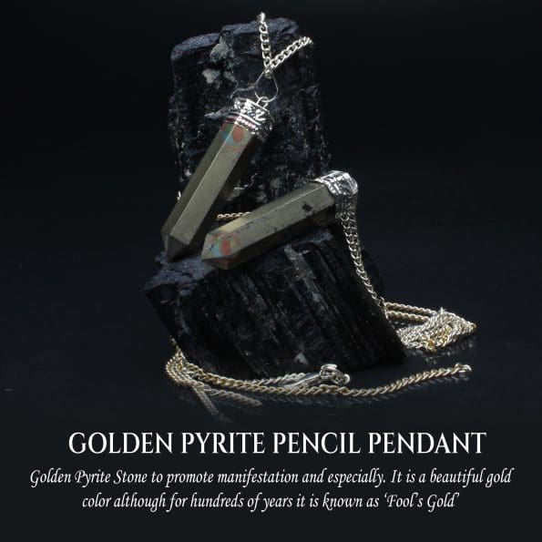 Golden Pyrite Pencil Pendant