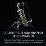 Golden Pyrite Wire Wrapped Pencil Pendant