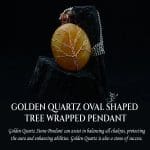 Golden Quartz Oval Shaped Tree Of Life Pendant