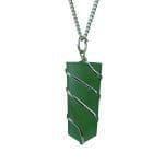 Green Aventurine Flat Stone Wire Wrapped Pendant