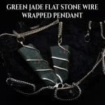 Green Jade Flat Stone Wire Wrapped Pendant