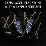 Lapis Lazuli Flat Stone Wire Wrapped Pendant