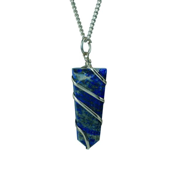 Lapis Lazuli Flat Stone Wire Wrapped Pendant