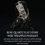 Rose Quartz Flat Stone Wire Wrapped Pendant