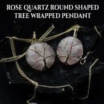 Rose Quartz Round Shaped Tree Of Life Pendant