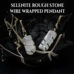 Selenite Rough Stone Wire Wrapped Pendant