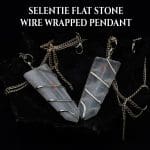 Selenite Flat Stone Wire Wrapped Pendant