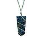 Sodalite Flat Stone Wire Wrapped Pendant