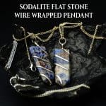 Sodalite Flat Stone Wire Wrapped Pendant