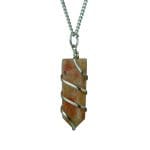 Sunstone Flat Stone Wire Wrapped Pendant