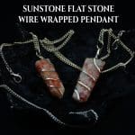 Sunstone Flat Stone Wire Wrapped Pendant