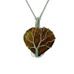 Tiger Eye Heart Shaped Tree Of Life Pendant