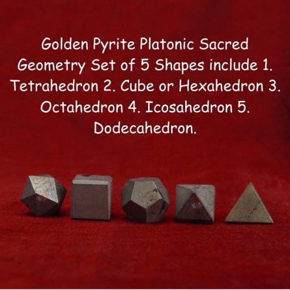 Golden Pyrite Platonic Sacred Geometry Set of 5