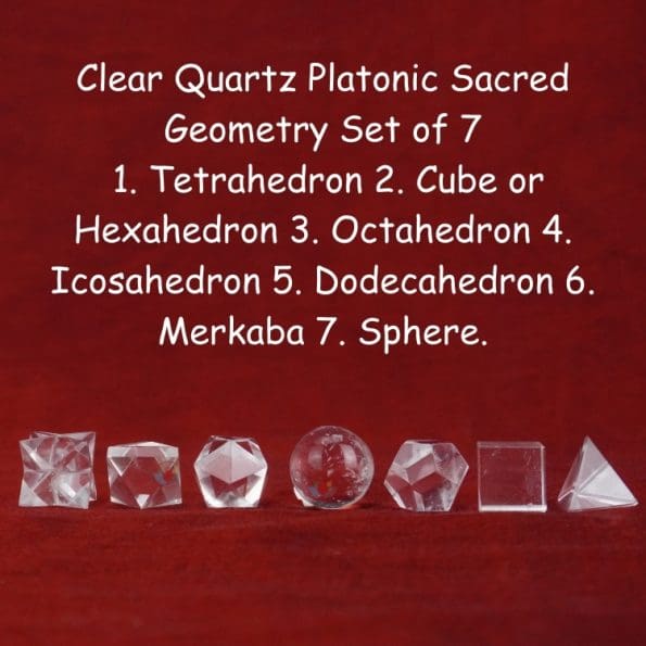 Clear Quartz Platonic Sacred Geometry Set of 7