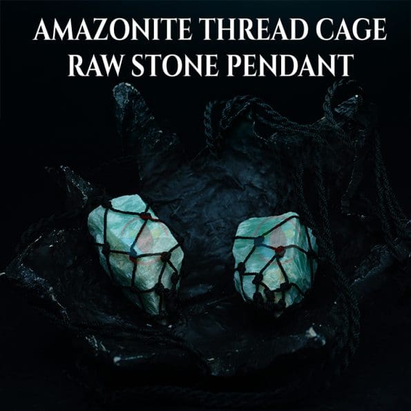 Amazonite Thread Cage Raw Stone Pendant