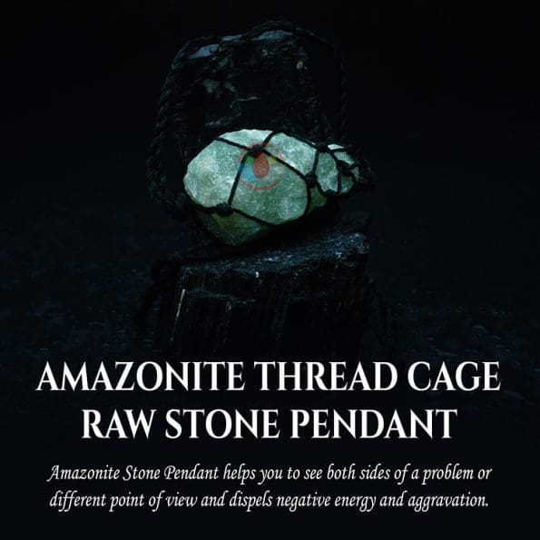 Amazonite Thread Cage Raw Stone Pendant