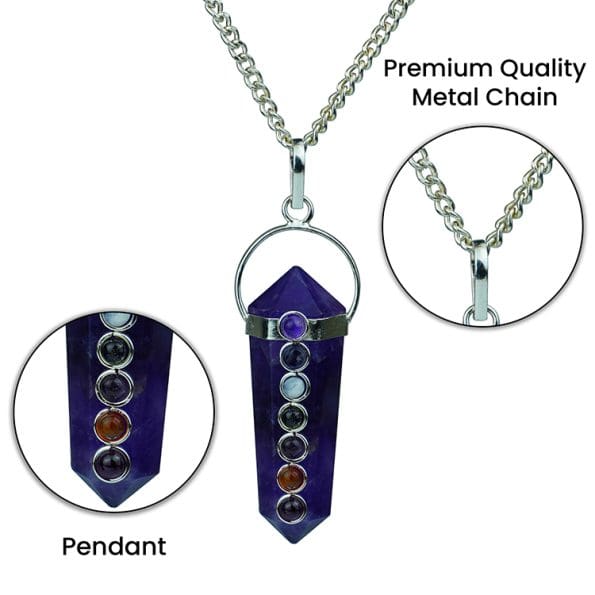 Amethyst 7 Chakra Double Terminated Pendant