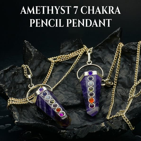 Amethyst 7 Chakra Double Terminated Pendant