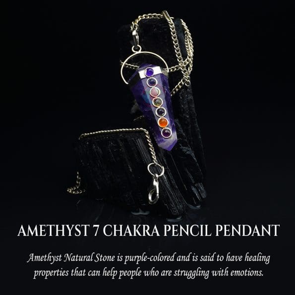 Amethyst 7 Chakra Double Terminated Pendant