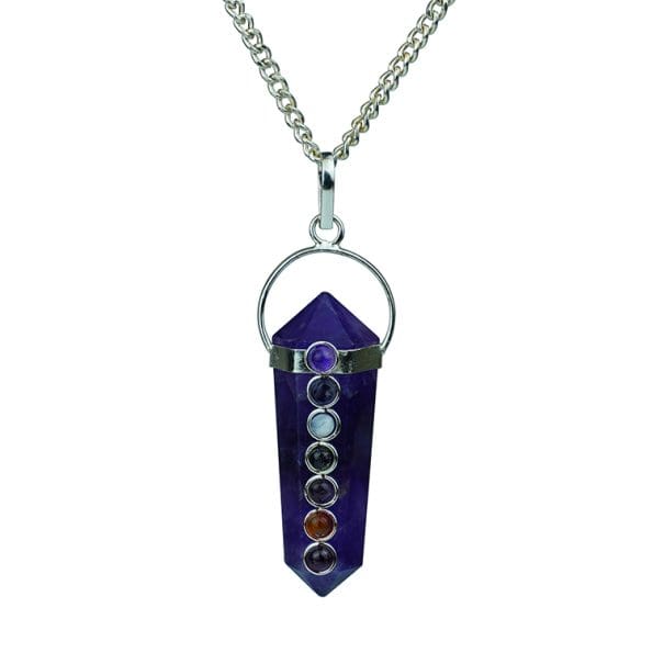 Amethyst 7 Chakra Pencil Pendant