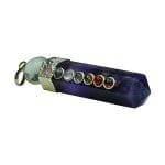 Amethyst Clear Quartz 7 Chakra Pencil Pendant