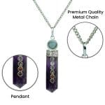 Amethyst Clear Quartz 7 Chakra Pencil Pendant