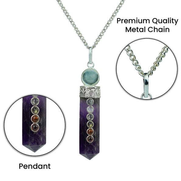 Amethyst 7 Chakra Pencil Pendant