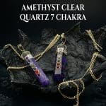 Amethyst Clear Quartz 7 Chakra Pencil Pendant