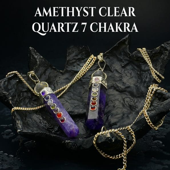 Amethyst 7 Chakra Pencil Pendant