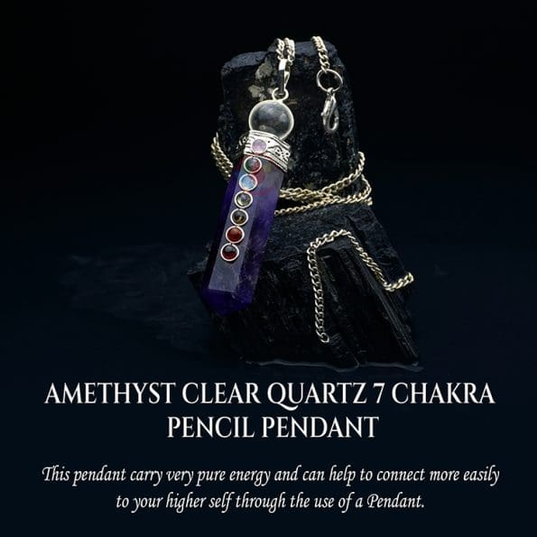 Amethyst 7 Chakra Pencil Pendant