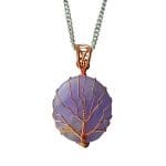 Amethyst Oval Shaped Tree Of Life Pendant